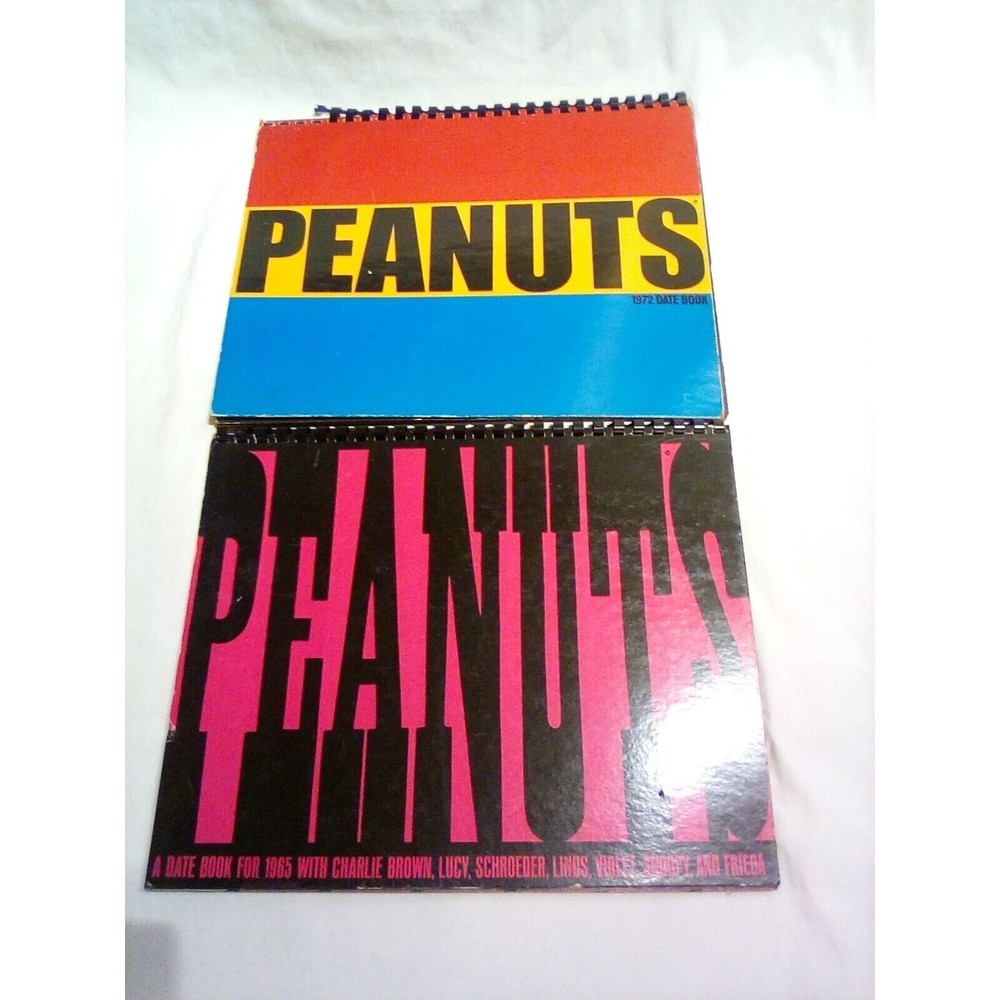 Vintage 1965-1972 Peanuts Charles Schulz 12-month date book calendar lot of (2).